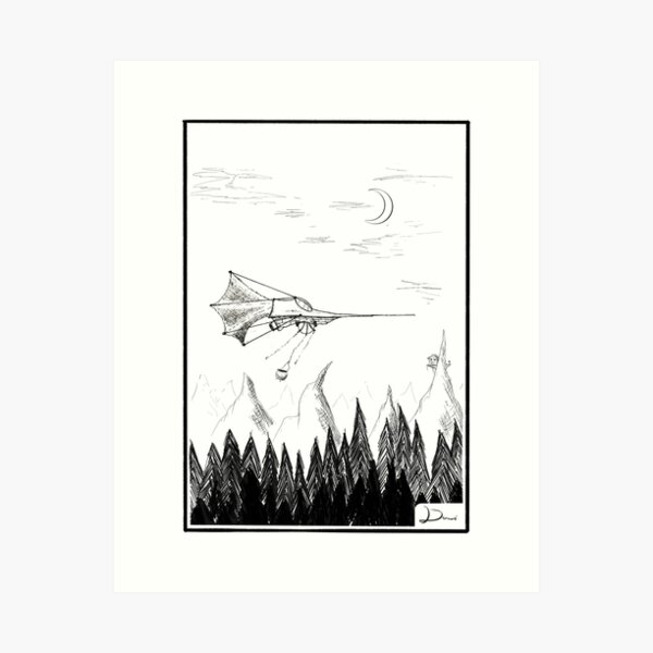 Airship Over Forest Art Print