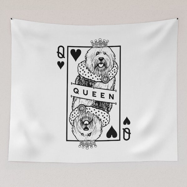 Item preview, Old English Sheepdog Queen Of Hearts Funny Dog Card Pop Art designed and sold by GrandeDuc.