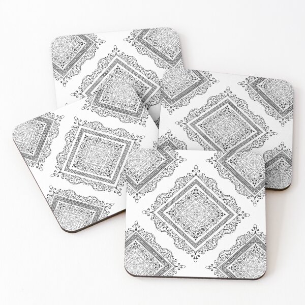 Item preview, Ornate Baroque Diamonds White Black Greek Key designed and sold by Yiorgos Designs.