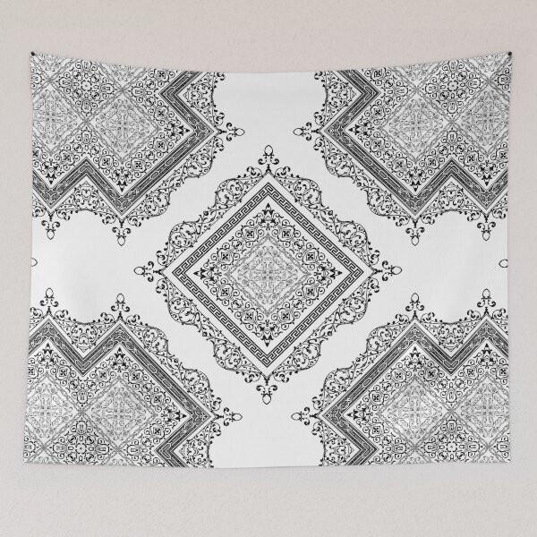 Item preview, Ornate Baroque Diamonds White Black Greek Key designed and sold by Yiorgos Designs.