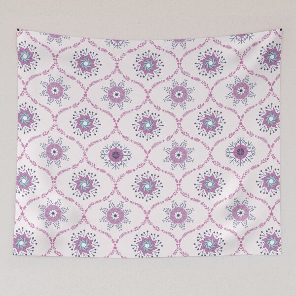 Item preview, Snowflake ogee pattern in light pink and purple  designed and sold by colorofmagic.