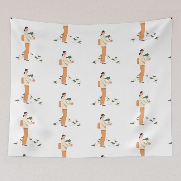 Item preview, girl with birds designed and sold by shivanigautam.