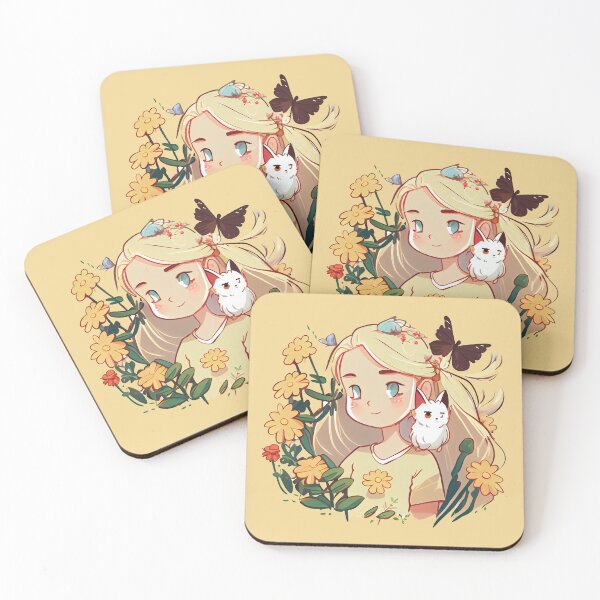 Item preview, little blonde girl with flowers in her hair and birman being friends designed and sold by ZAKAABDE2020.