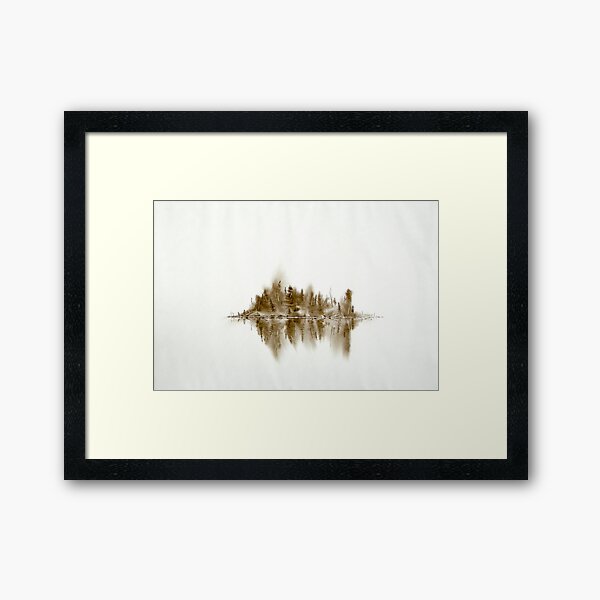 Reflected Island in Morning Mist Framed Art Print