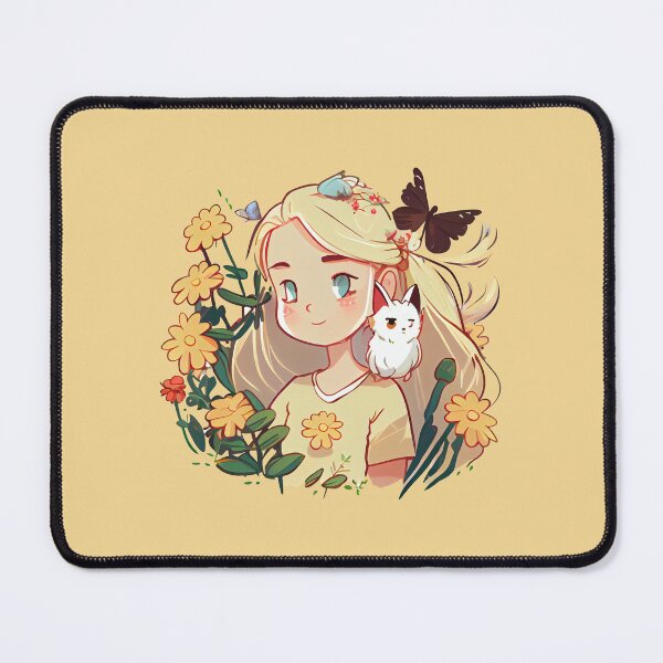 Item preview, little blonde girl with flowers in her hair and birman being friends designed and sold by ZAKAABDE2020.