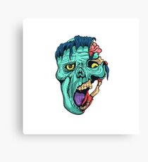Hand Drawn Zombie Face with Brain Canvas Print