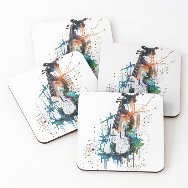 Item preview, Colorful Watercolor Violin Illustration On White Background  designed and sold by Rocky Mountain Artistry.