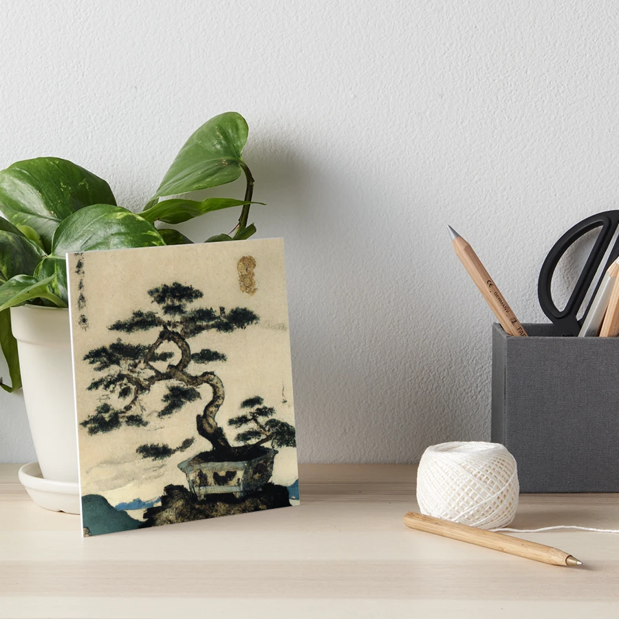 Bonsai Tree Ukiyo-e Japanese Art Style