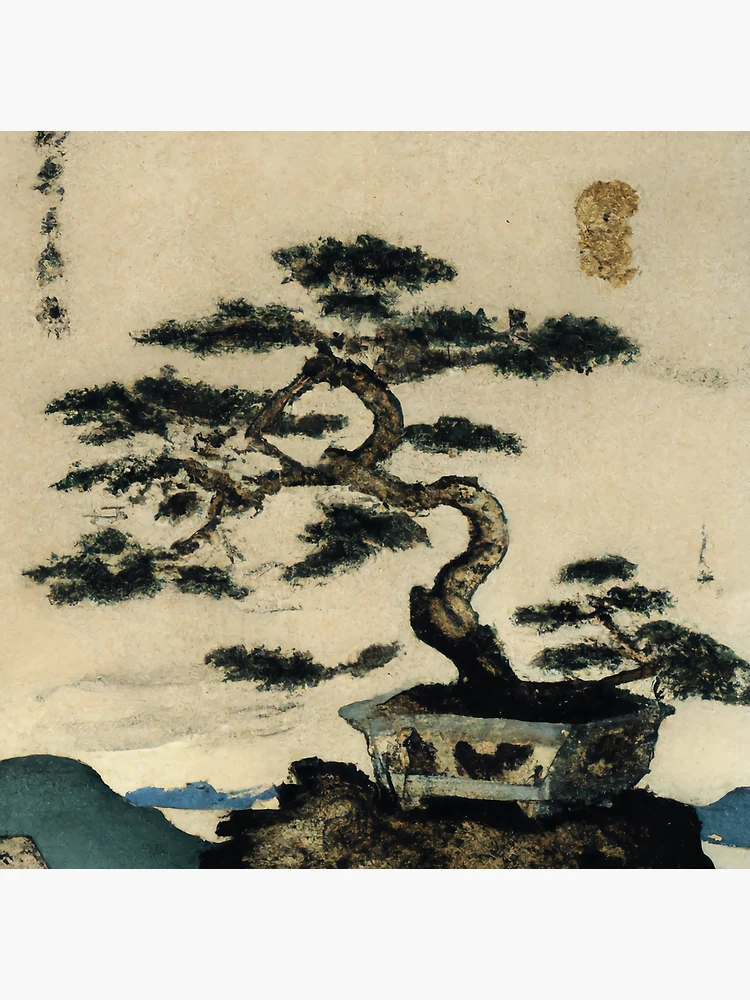 Bonsai Tree Ukiyo-e Japanese Art Style