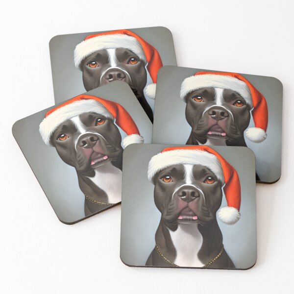 Item preview,  Christmas American Staffordshire Terrier Wearing A Santa Hat designed and sold by ZenEverAI.