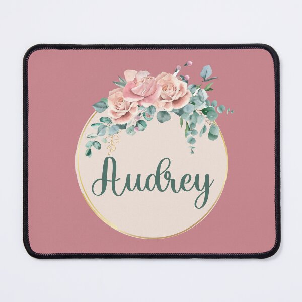 Item preview, "Audrey" Name in Script Font with Rose Gold Flower Ring designed and sold by LotusPrints9.