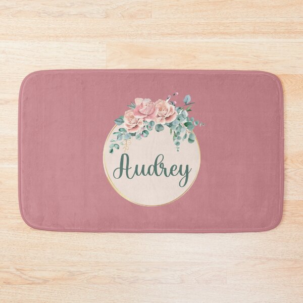 Item preview, "Audrey" Name in Script Font with Rose Gold Flower Ring designed and sold by LotusPrints9.
