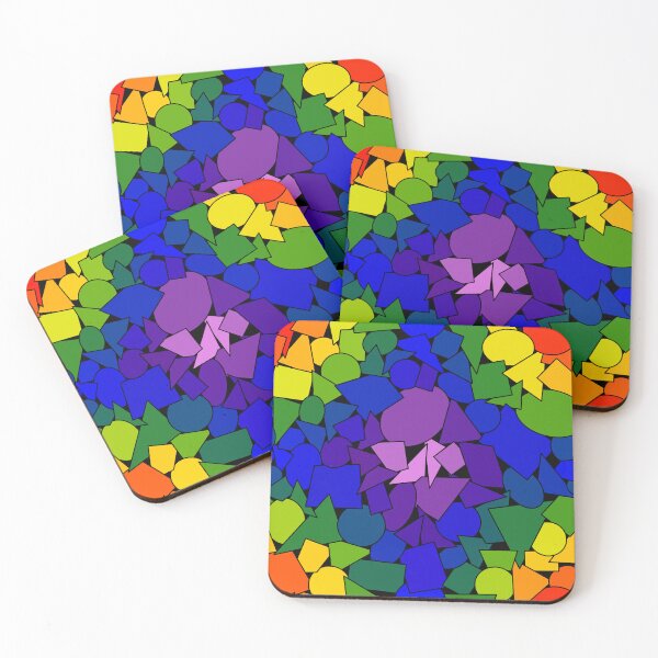 Item preview, Rainbow Overlapping Shapes w/ black background  designed and sold by The-Floral-One.