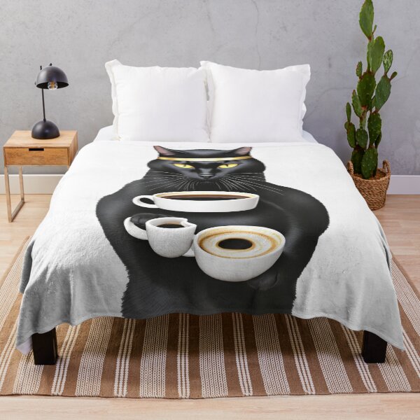 Item preview, black cat holding cups of coffee designed and sold by David-Howells.