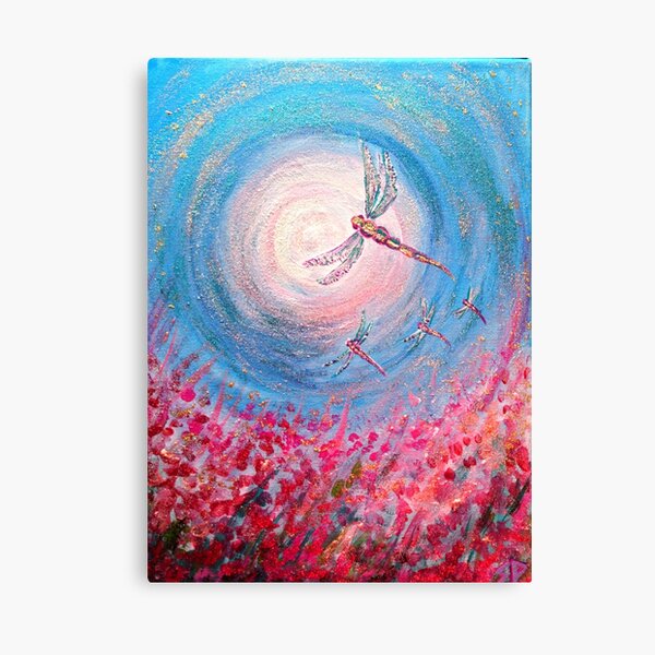 Pink Dragonfly Moon Canvas Print