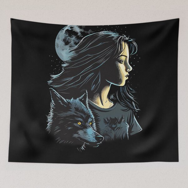 Item preview, Wolf and Girl Illustration designed and sold by amersoliman.