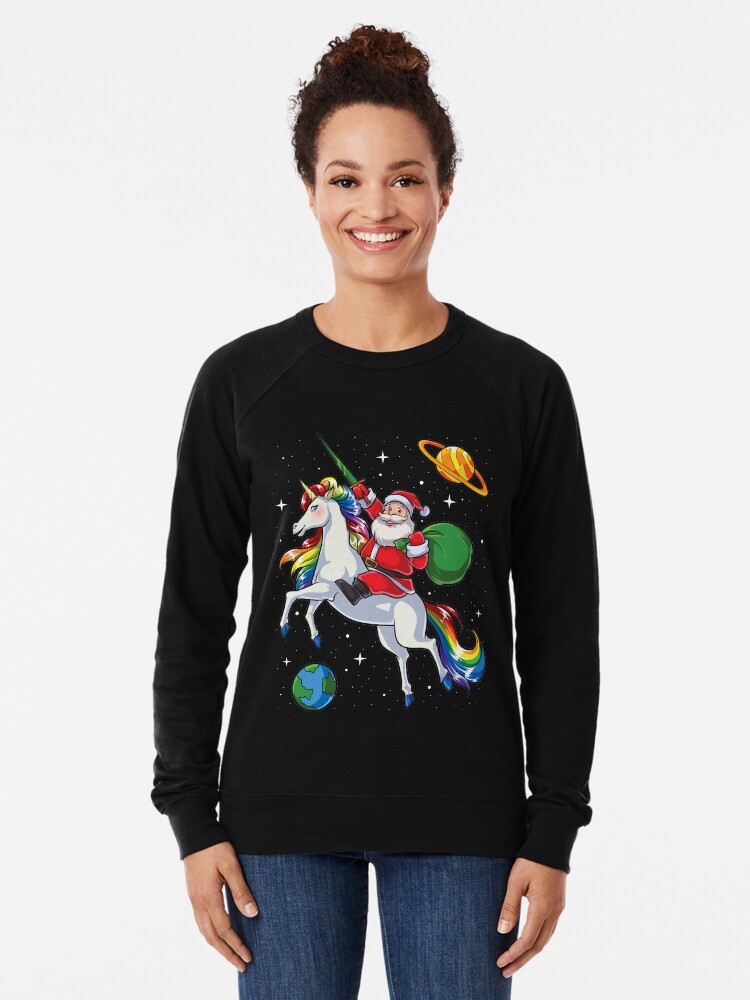 Ugly christmas sweater santa riding a unicorn on sale