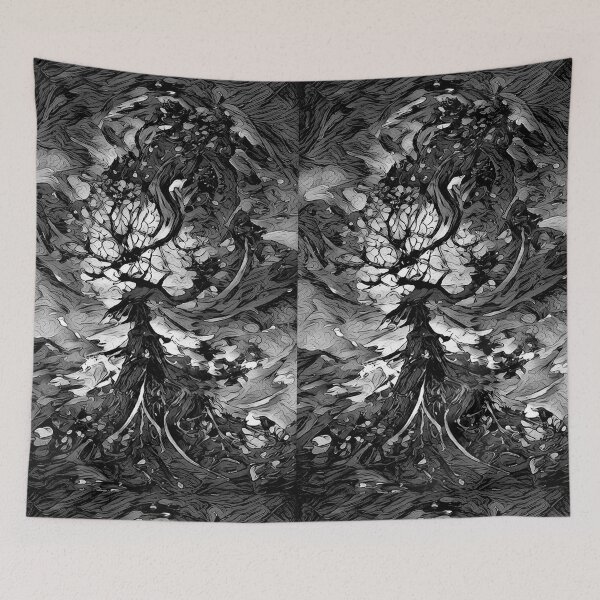 Item preview, Yggdrasil Design 4 - Destruction of the World Tree (Black & White) - spcreationsco22 designed and sold by SpCreationsCo22.