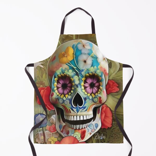 Item preview, Stunning skull with pretty flowers and poppies skull designed and sold by ZiolaRosa.