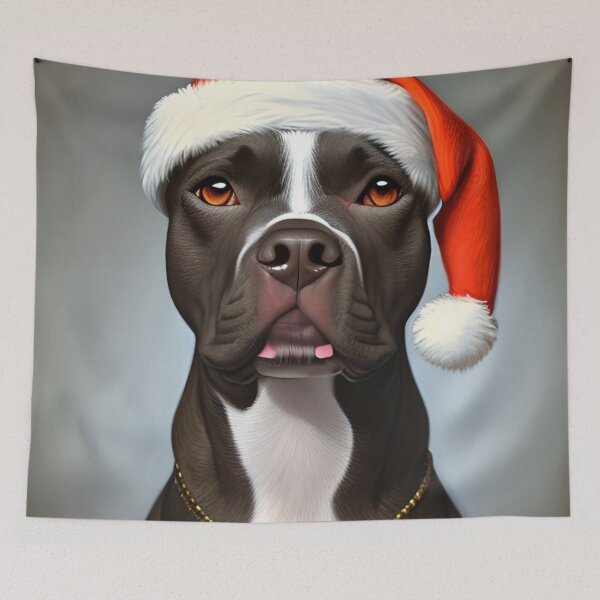 Item preview,  Christmas American Staffordshire Terrier Wearing A Santa Hat designed and sold by ZenEverAI.