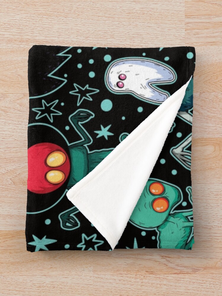 Thumbnail 3 of 6, Throw Blanket, Cryptids Night Black designed and sold by richardhague.
