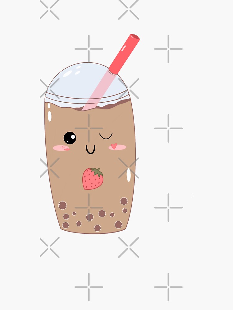 "Strawberry Boba" Sticker for Sale by violetaam04 Redbubble