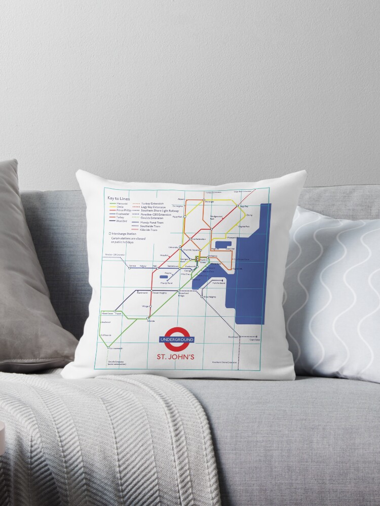 Thumbnail 1 of 3, Throw Pillow, St. John's Underground designed and sold by SomeGoodPaperCo.