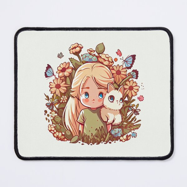 Item preview, little blonde girl with flowers in her hair and birman being friends designed and sold by ZAKAABDE2020.