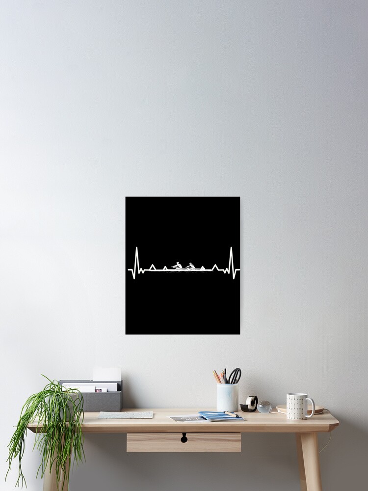 Thumbnail 2 of 3, Poster, Heartbeat Rowing Rower Rowing Boat Loves Boat Racing designed and sold by Nessshirts.