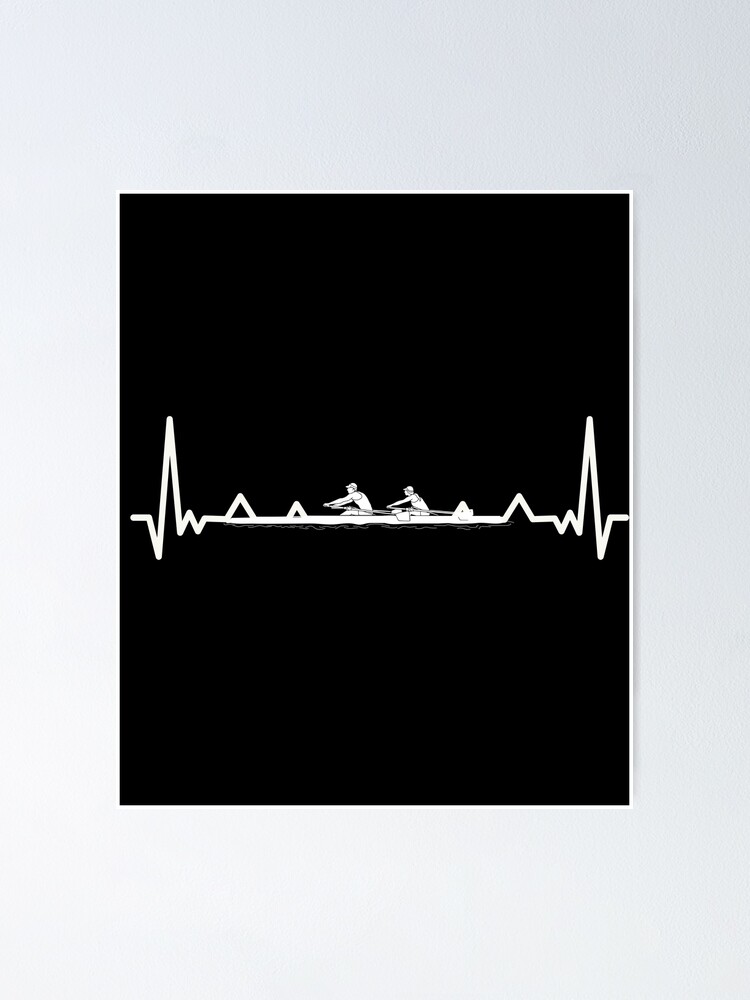 Thumbnail 1 of 3, Poster, Heartbeat Rowing Rower Rowing Boat Loves Boat Racing designed and sold by Nessshirts.