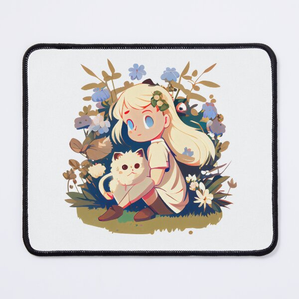 Item preview, little blonde girl with flowers in her hair and birman being friends designed and sold by ZAKAABDE2020.