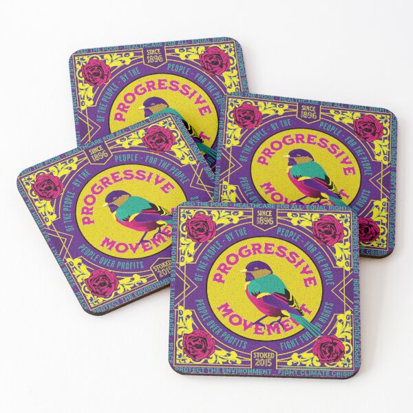 Item preview, PMD00006 Progressive Movement Designs vintage sign rainbow colors bird red roses yellow botanical for progressives designed and sold by ProgressiveLeft.