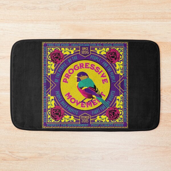 Item preview, PMD00006 Progressive Movement Designs vintage sign rainbow colors bird red roses yellow botanical for progressives designed and sold by ProgressiveLeft.