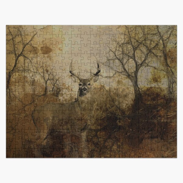 Grungy Textured Mule Deer Buck Puzzle Jigsaw Puzzle