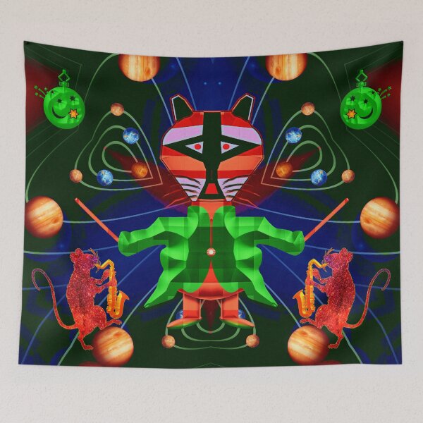 Item preview, BIG CHRISTMAS CONCERT FROM THE UNIVERSE OF A FUNNY RACOON CONDUCTOR - ABSTRACT ANIMAL MUSICIANS LOVER - JAZZ SAXOPHONIST RATS SWINGING BETWEEN PLANETS designed and sold by Ralek.