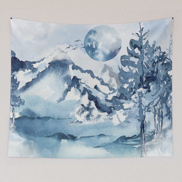 Item preview, Full Moon Mountain landscape Painting digital art designed and sold by colorsofpixel.