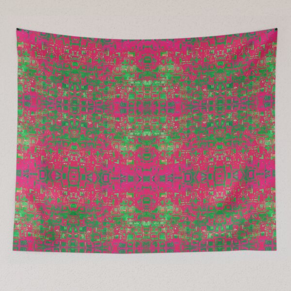 Item preview, Hint of Hieroglyph Kaleidoscopic Seamless Pattern Pink and Green designed and sold by Reconocer.