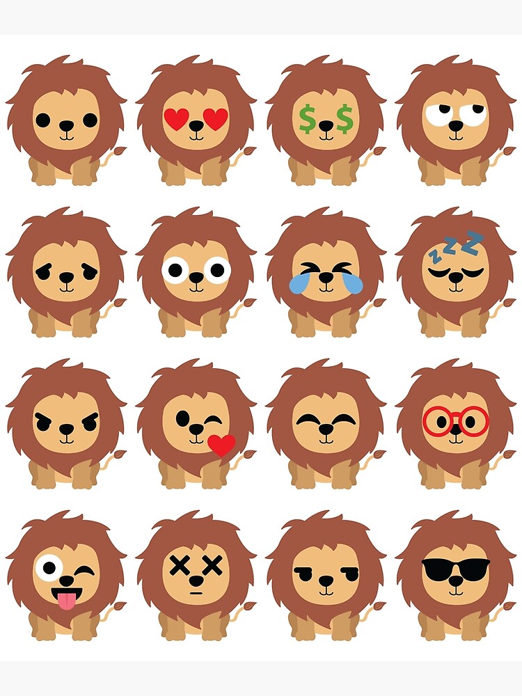 "Lion Emoji " Metal Print for Sale by HippoEmo Redbubble