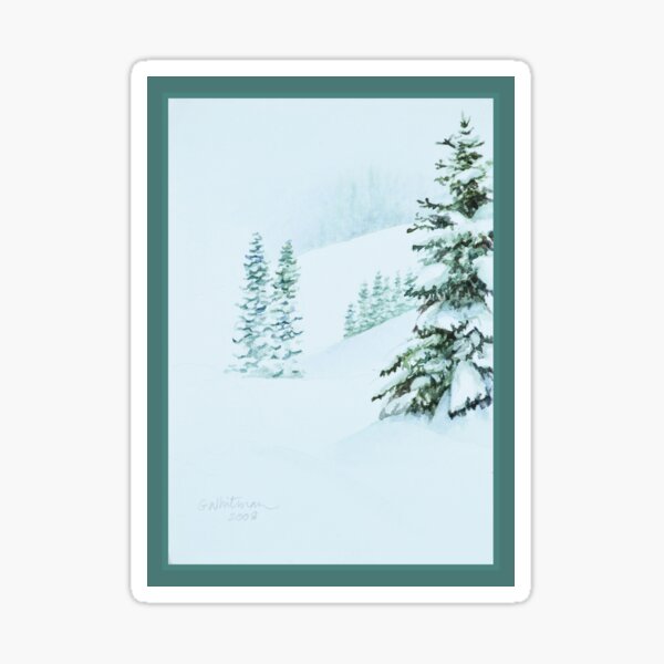 Evergreens in Deep Mountain Snow Sticker