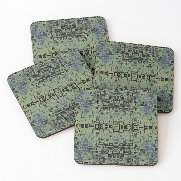 Item preview, Hint of Hieroglyph Kaleidoscopic Seamless Pattern Black and Olive designed and sold by Reconocer.