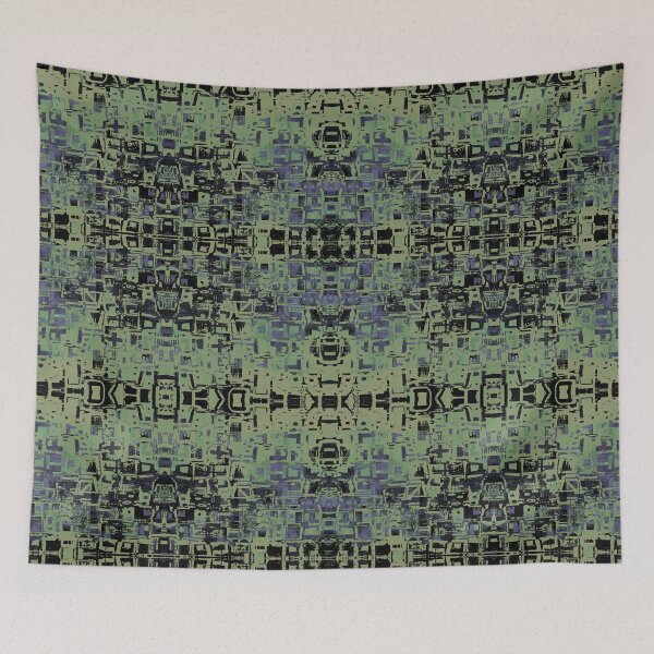 Item preview, Hint of Hieroglyph Kaleidoscopic Seamless Pattern Black and Olive designed and sold by Reconocer.