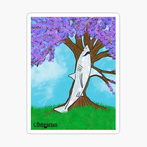 Opalescent Tree Shark Galentine Sticker