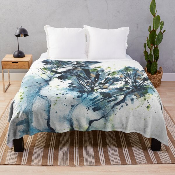 Item preview, Calm blue cool abstract watercolor landscape, tree designed and sold by anaozzart.