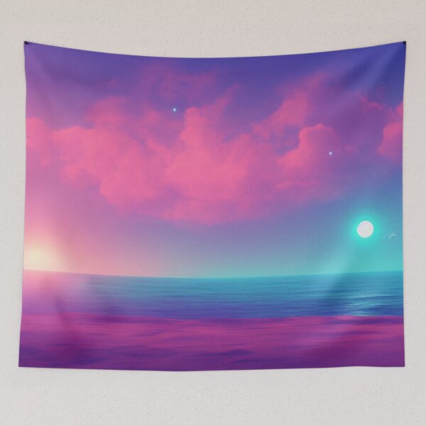 Artikelvorschau, Vaporwave Ocean Beach View - Skyline entworfen und verkauft von DesignerKin.