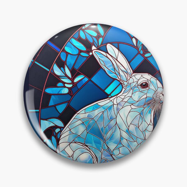 Item preview, Stained Glass Art: A Cute White and Blue Rabbit  designed and sold by factory88.