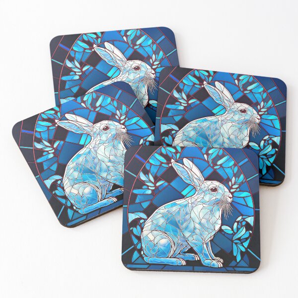 Item preview, Stained Glass Art: A Cute White and Blue Rabbit  designed and sold by factory88.