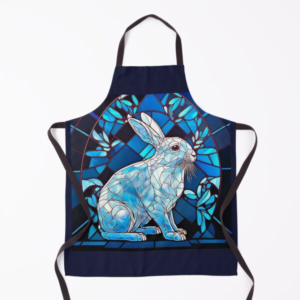 Item preview, Stained Glass Art: A Cute White and Blue Rabbit  designed and sold by factory88.