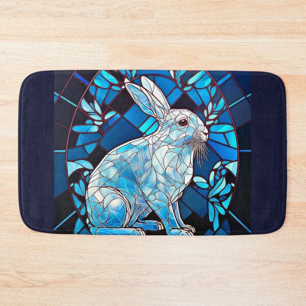 Item preview, Stained Glass Art: A Cute White and Blue Rabbit  designed and sold by factory88.