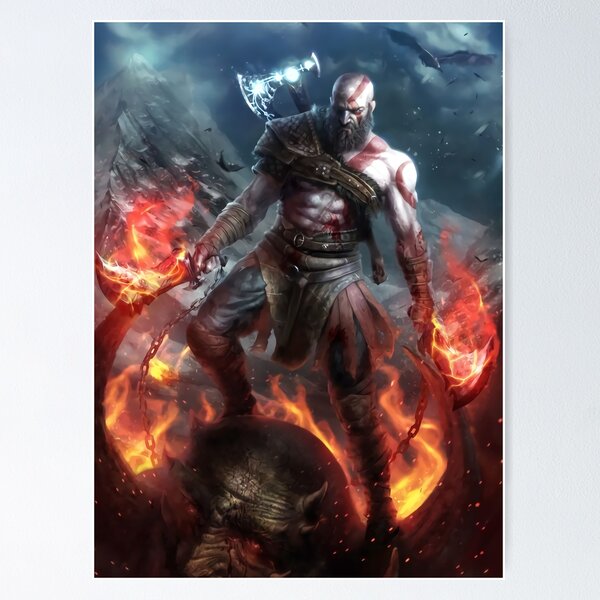 God Of War 4 Kratos In Dark Design Game Art Wall - POSTER 20x30