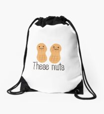 These nuts, adult humour Drawstring Bag